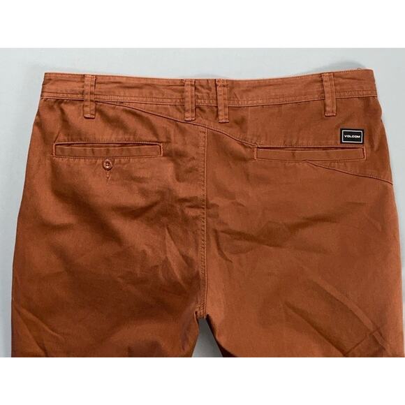 Volcom Men's Flat Front Crop Chino Skate Pants, Long Shorts. Burnt Orange, 38X24 - Picture 9 of 9